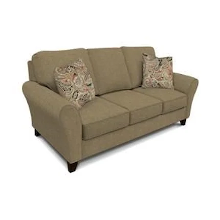 Transitional Flared Arm Sofa with Wood Legs